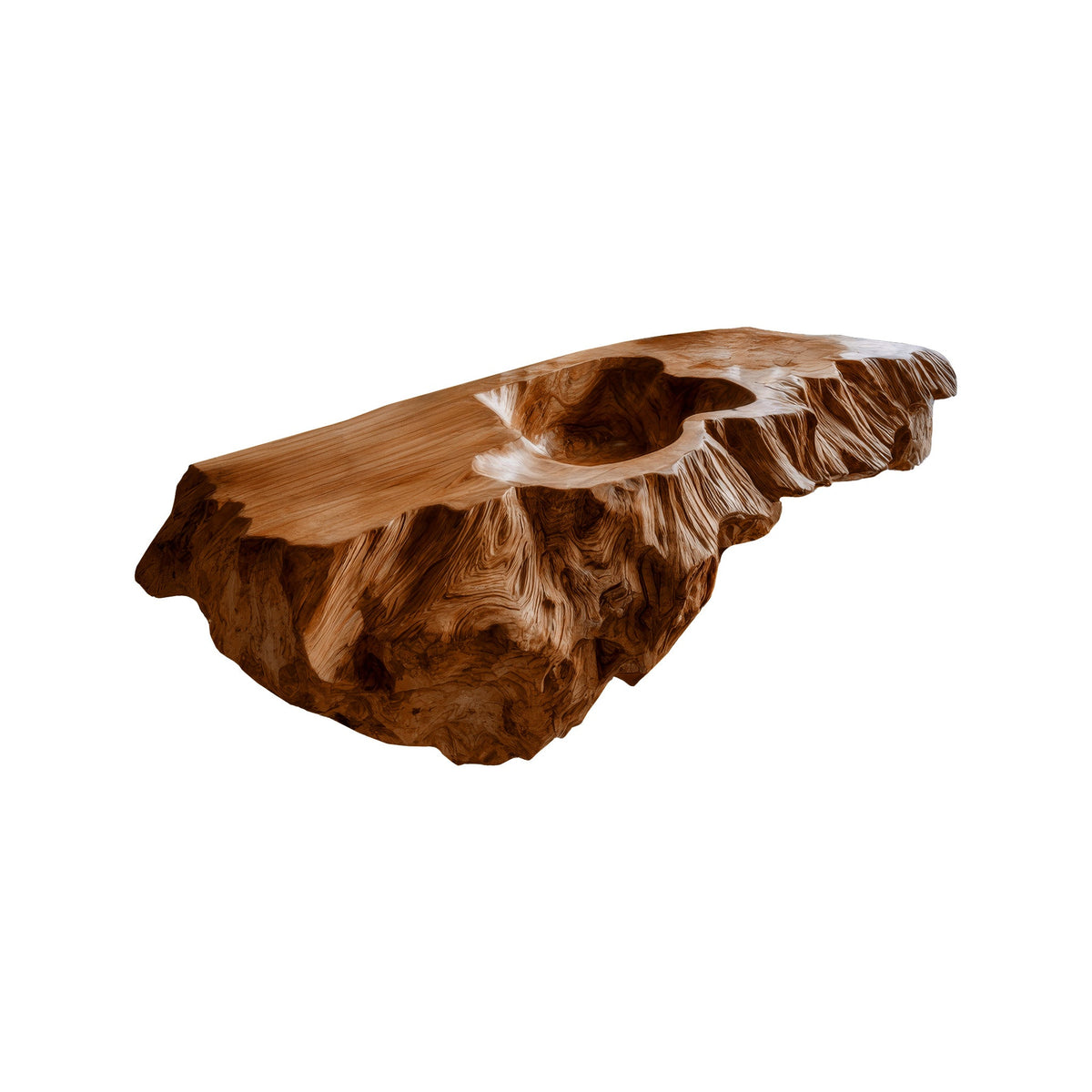 Averon Organic Carved Solid Wood Floating Bathroom Vanity With Integrated Sink
