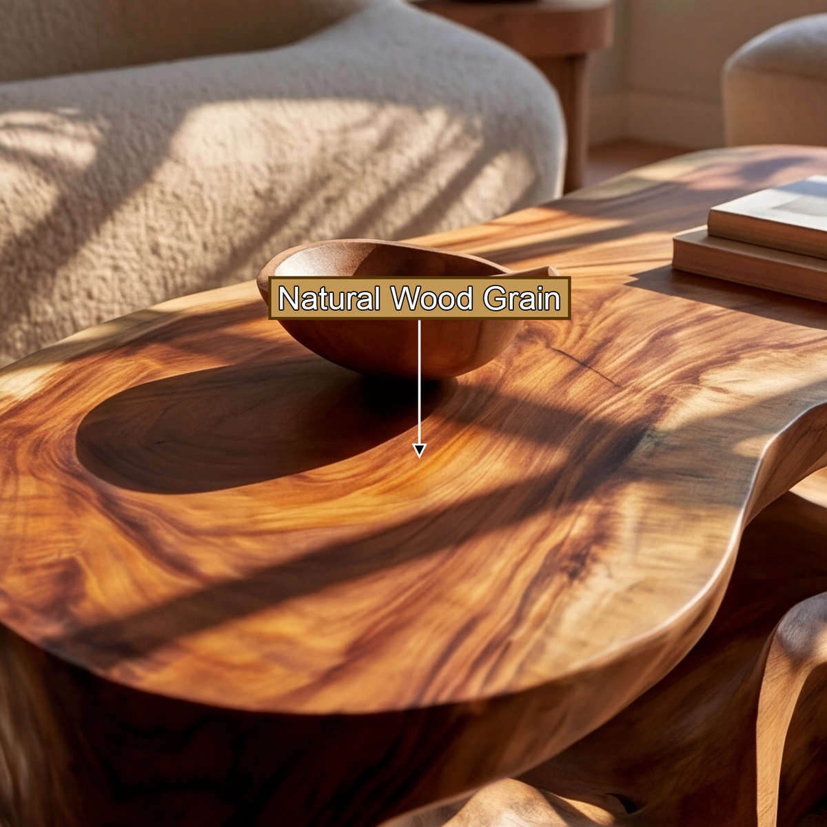 Kaelith Sculpted Solid Wood Coffee Table