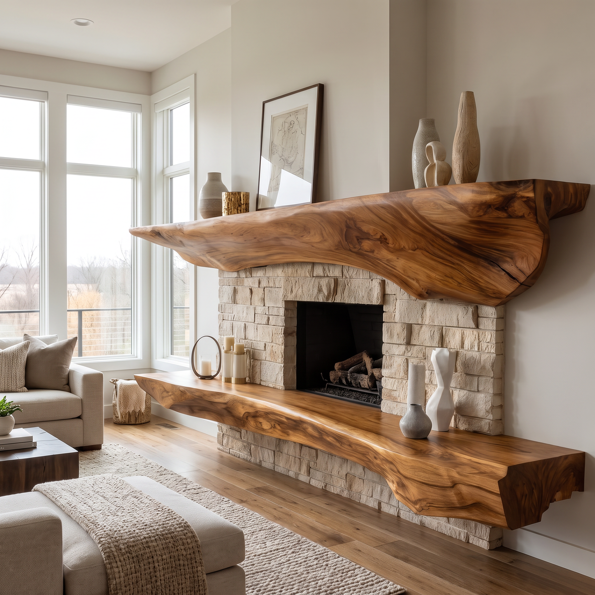 Orithen Sculpted Fireplace Mantel Shelf