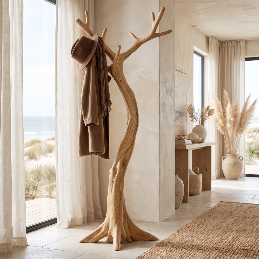 Lunareth Sculpted Solid Wood Tree Coat Rack