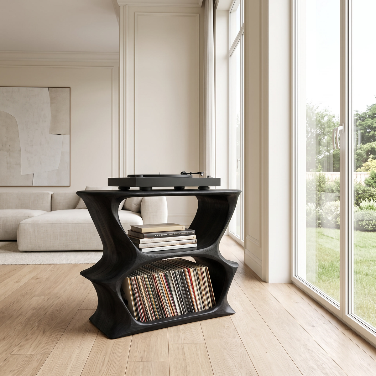 Velnora Handcrafted Solid Wood Record Player Stand