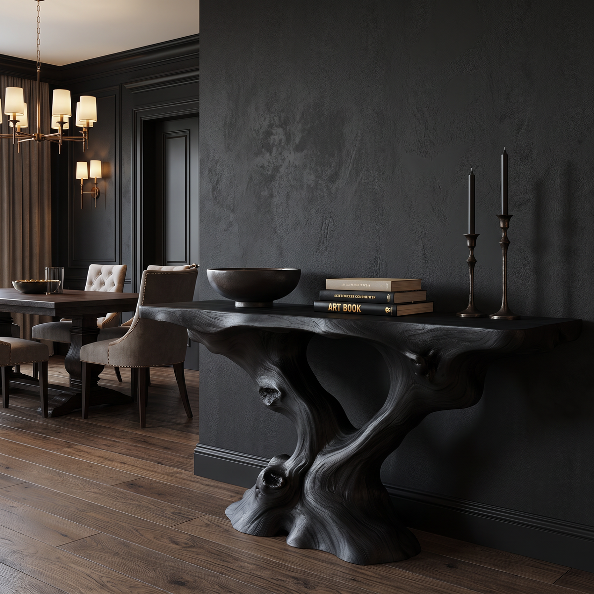 Vaelthorn Sculpted Solid Wood Console Table