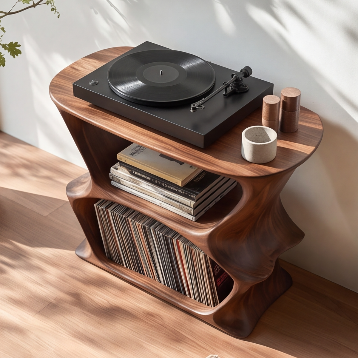 Velnora Handcrafted Solid Wood Record Player Stand