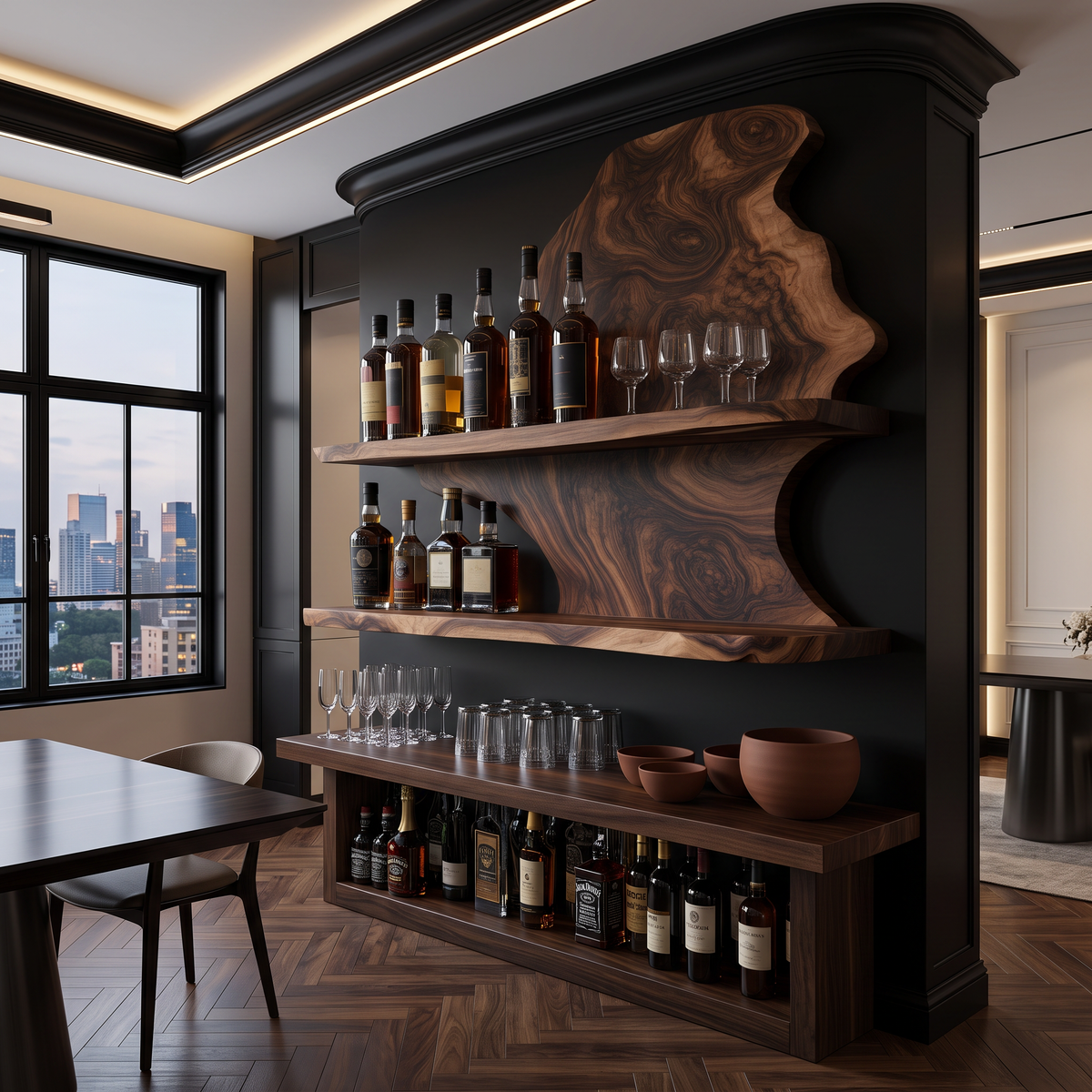 Wynthorne Live Edge Handcrafted Floating Wine Shelf