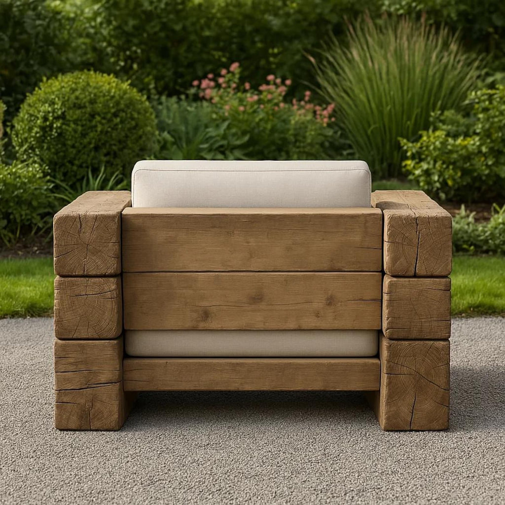 Rustic Wood Sofa Set For Garden Patio And Outdoor Lounge